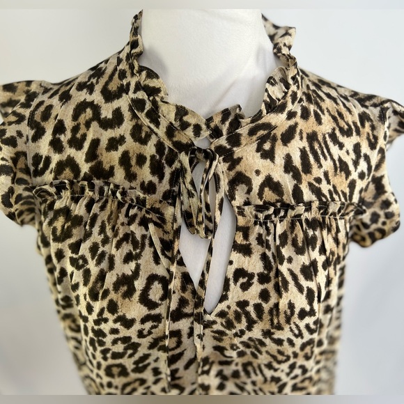 NEW / J.Crew Ruffle tie-neck top in leopard print - Picture 3 of 4